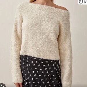 Reformation Cream Off-Shoulder Sweater